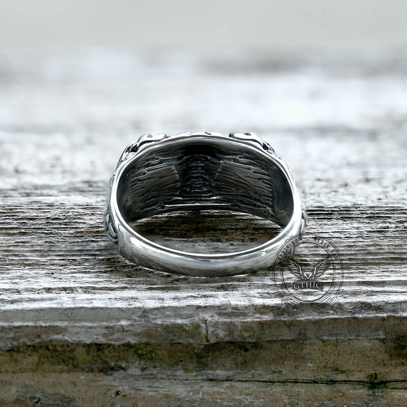 Anillo de acero inoxidable con ojo de búho