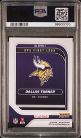 Tarjeta de fútbol americano de primera vista de Dallas Turner de la NFL, clasificada en 2024, número RPSFL7, PSA 8, casi nueva