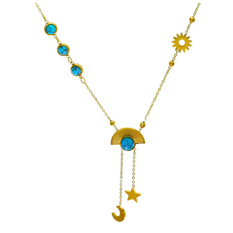 JNF Gold Charm Necklace for Women Paperclip Chain Necklace Sun Moon Star Coin Heart Flower Boot Boho Bow Charms Necklaces - Lootquake
