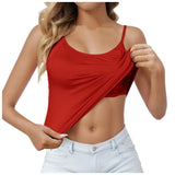Padded Bra Tank Top Women Casual Sports Workout Solid Cami Top Vest Female Stretchy Camisole with Built In Bra Fitness Clothing