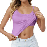 Padded Bra Tank Top Women Casual Sports Workout Solid Cami Top Vest Female Stretchy Camisole with Built In Bra Fitness Clothing
