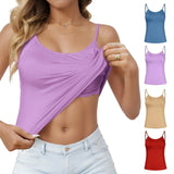 Padded Bra Tank Top Women Casual Sports Workout Solid Cami Top Vest Female Stretchy Camisole with Built In Bra Fitness Clothing
