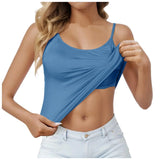 Padded Bra Tank Top Women Casual Sports Workout Solid Cami Top Vest Female Stretchy Camisole with Built In Bra Fitness Clothing