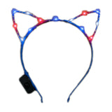 Red White Blue LEDs Kitty Cat Ear Patriotic Headband-0