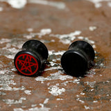 Pentagram Black Ebony Ear Gauge