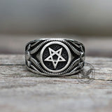 Pentagram Goat Stainless Steel Satan Ring