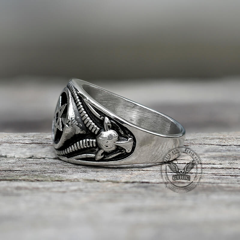 Pentagram Goat Stainless Steel Satan Ring