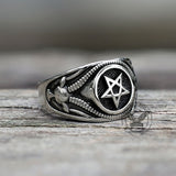 Pentagram Goat Stainless Steel Satan Ring