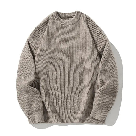 Mens Vintage Grandpa Aesthetic Sweaters Crewneck Knitted Sweatshirt Pullovers Y2K Grunge Clothing Korean Streetwear (TanMedium) - Lootquake