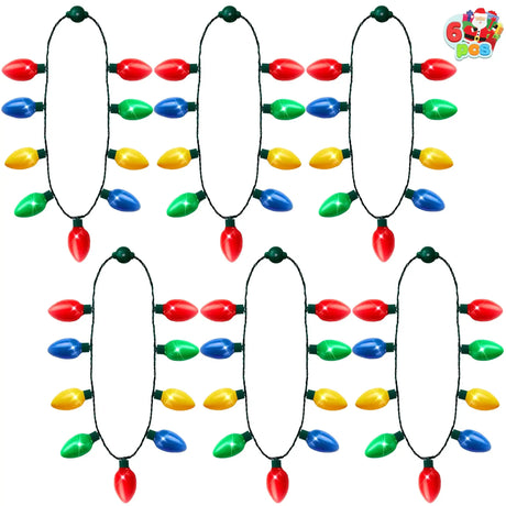 JOYIN 12 Packs Christmas LED Light Up Bulb Necklaces 9 Bulbs LED Necklaces Holiday Costume Accessories for Christmas Xmas Party Favor Party Supply - Lootquake
