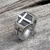 Polished Cross Stainless Steel Christian Ring