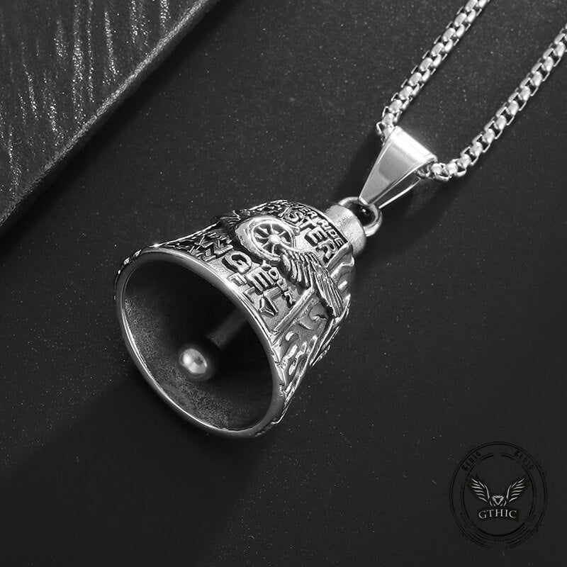 Polished Wing Wheel Biking Lucky Bell Stainless Steel Pendant