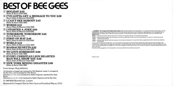 Best Of Bee Gees (CD) | Excellent (EX) Near Mint (NM)