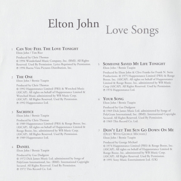 Love Songs (CD) | Near Mint (NM) Near Mint (NM)