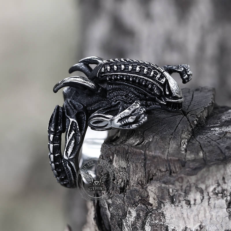 Anillo de calavera de acero inoxidable Predator