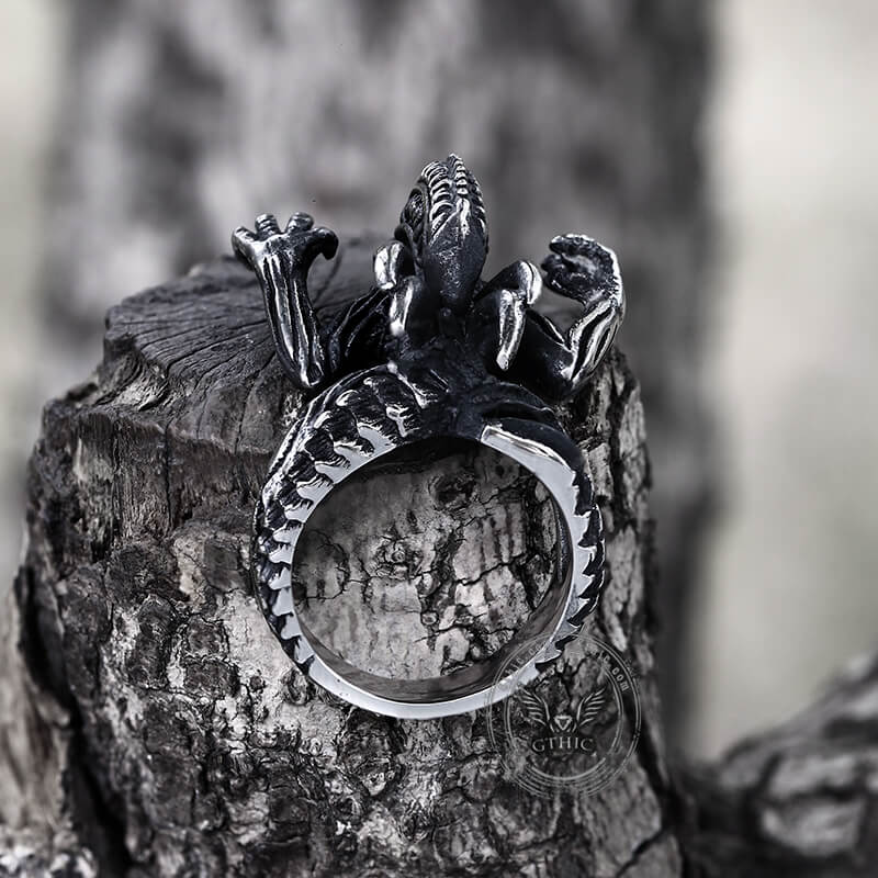 Anillo de calavera de acero inoxidable Predator