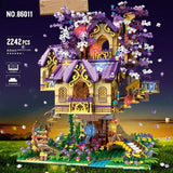 Purple Fairy Tree House 2242PCS Modular Building Blocks Bricks Educational Toys Birthday christmas Gift