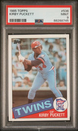 Tarjeta de béisbol Topps Kirby Puckett #536 Rookie RC de 1985, calificada PSA 9 Mint