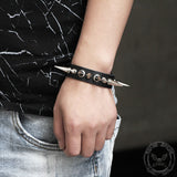 Punk Black PU Leather Spiked Bracelet