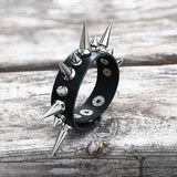 Punk Black PU Leather Spiked Bracelet