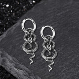 Punk Coiled Snake Stainless Steel Earrings