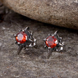 Punk Cross Gemstone Stainless Steel Earrings
