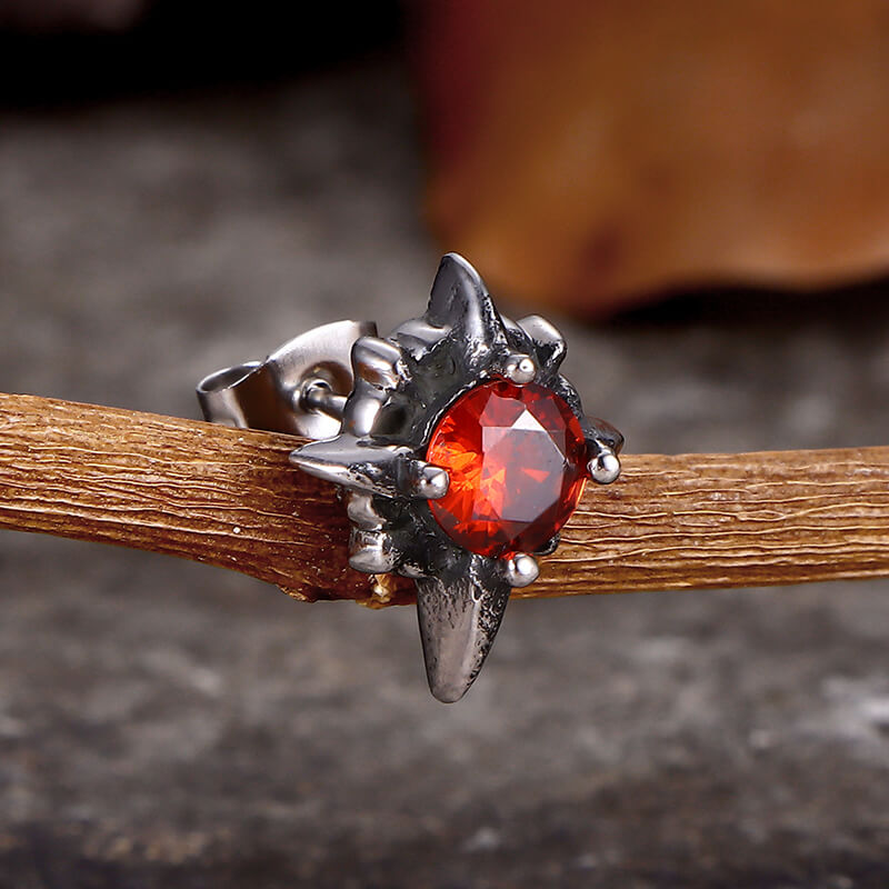 Pendientes de acero inoxidable con piedras preciosas y cruz punk