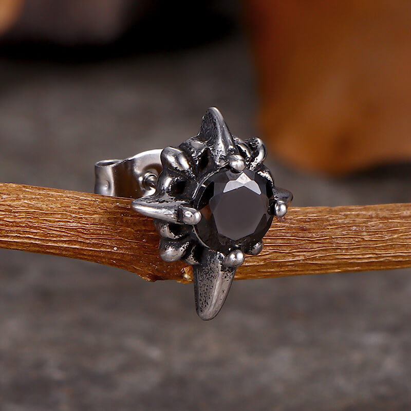 Pendientes de acero inoxidable con piedras preciosas y cruz punk