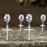 Punk Cross Tassel Stainless Steel Earrings