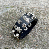 Punk Crossbones Skull Pu Leather Spiked Bracelet