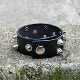 Punk Crossbones Skull Pu Leather Spiked Bracelet