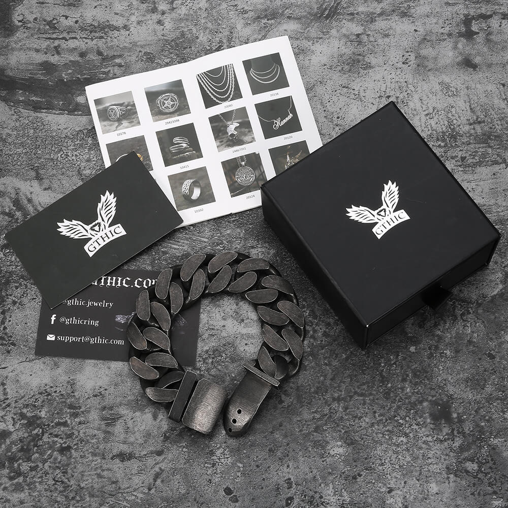 Pulsera de acero inoxidable con cadena cubana punk