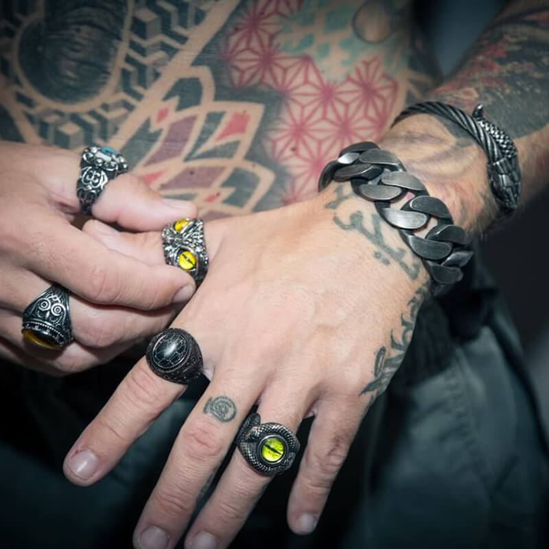 Pulsera de acero inoxidable con cadena cubana punk