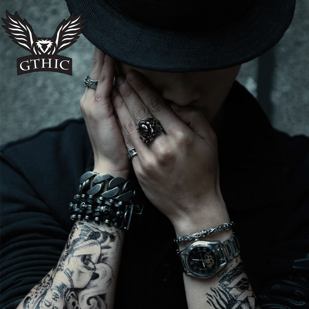 Pulsera de acero inoxidable con cadena cubana punk