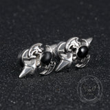 Punk Devil Wings Cross Stainless Steel Stud Earrings