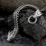 Punk Double Dragon Head Hoop Stainless Steel Bracelet