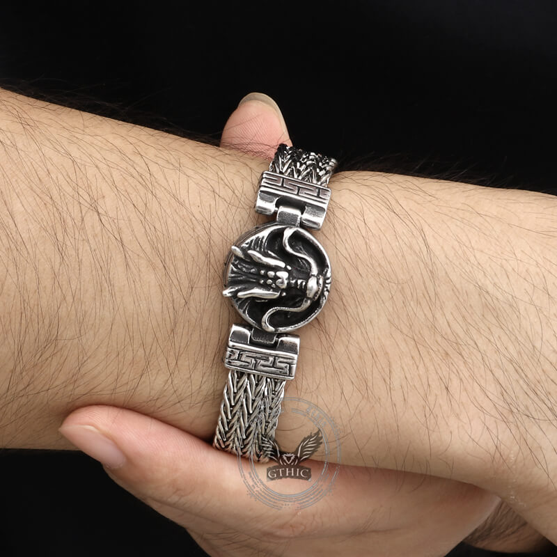 Punk Dragon Head Stitching Stainless Steel Bracelet