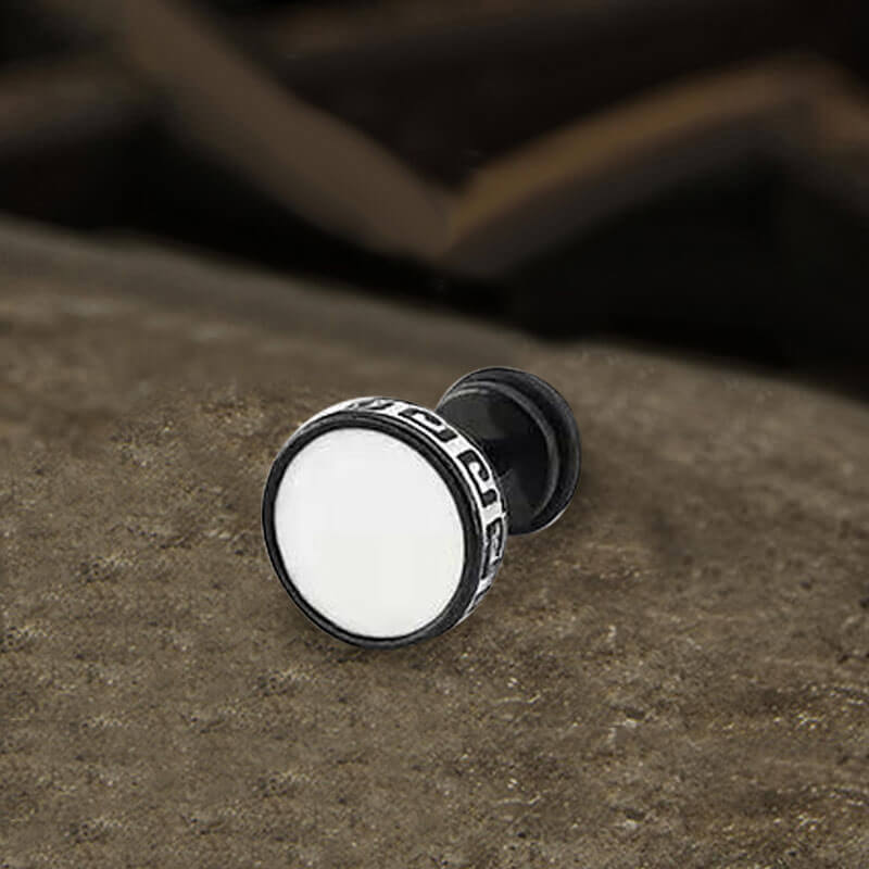 Pendiente de botón de acero inoxidable con diseño punk de la Gran Muralla