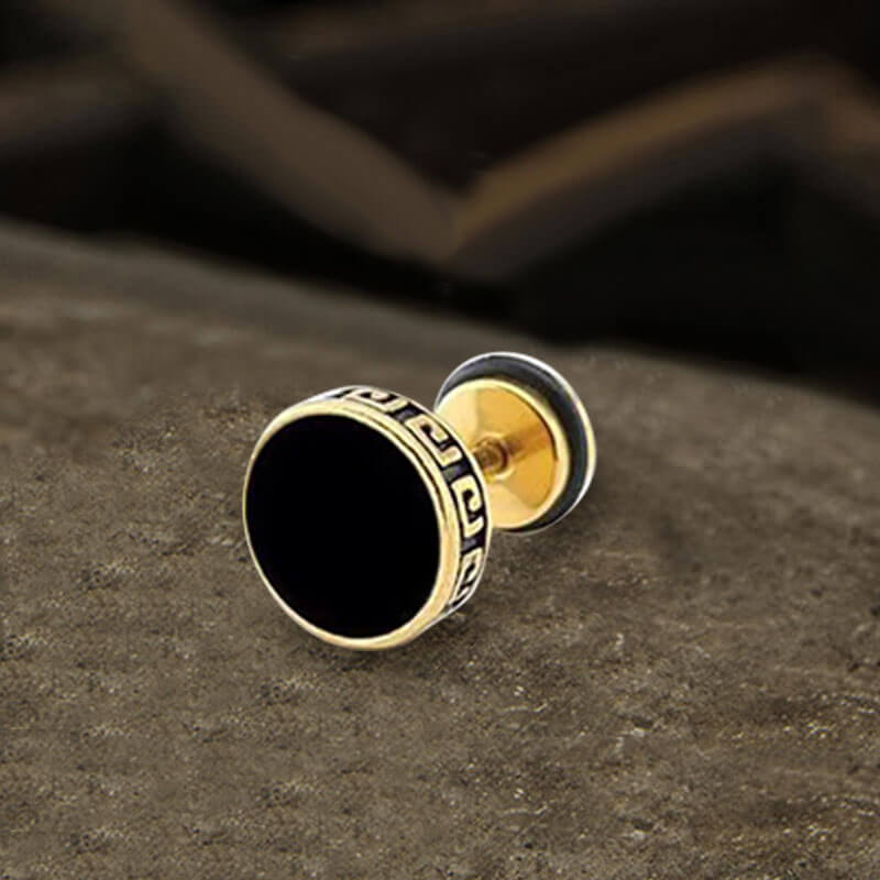 Pendiente de botón de acero inoxidable con diseño punk de la Gran Muralla