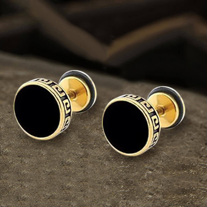 Pendiente de botón de acero inoxidable con diseño punk de la Gran Muralla