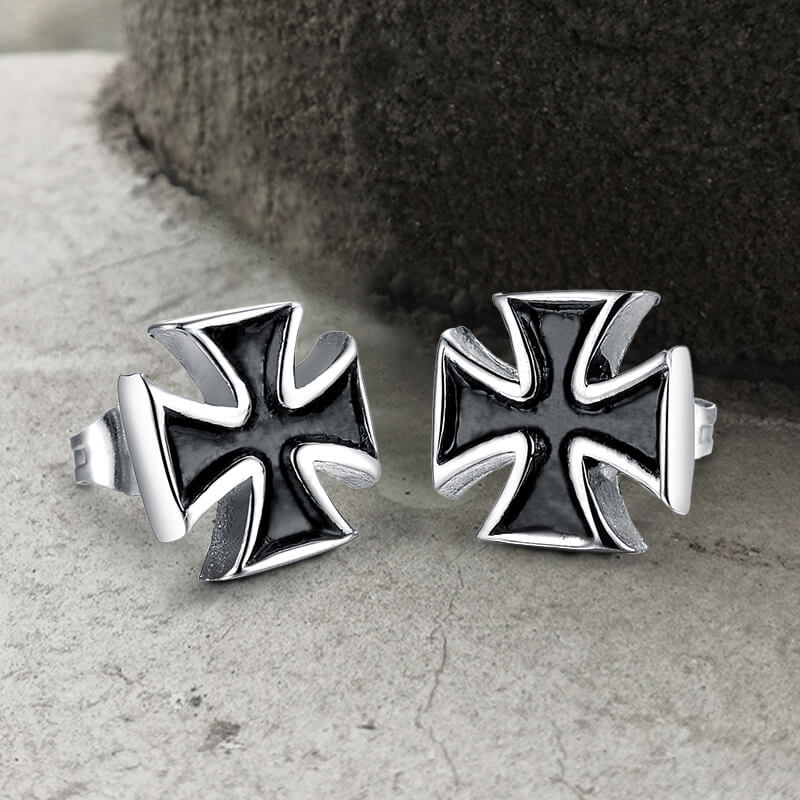 Punk Iron Cross Stainless Steel Stud Earring