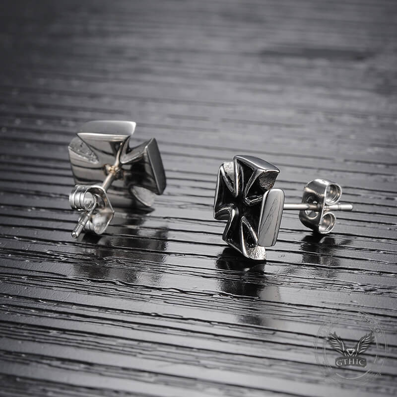 Punk Iron Cross Stainless Steel Stud Earring
