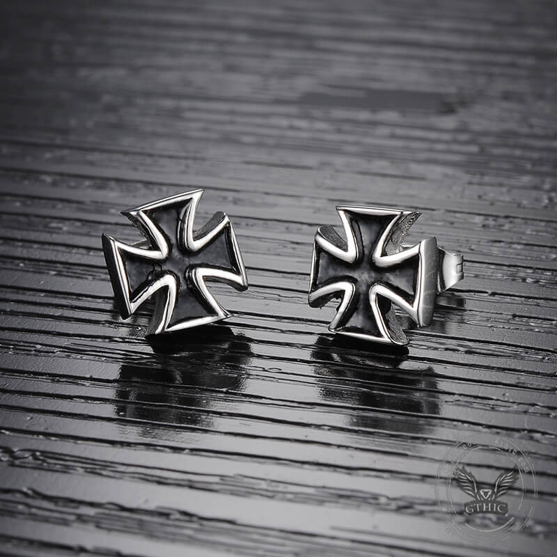 Punk Iron Cross Stainless Steel Stud Earring