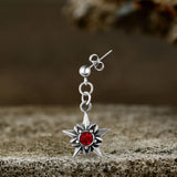 Punk Octagonal Star Ruby Stainless Steel Earrings