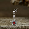Punk Octagonal Star Ruby Stainless Steel Earrings