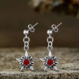 Punk Octagonal Star Ruby Stainless Steel Earrings