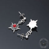 Punk Octagonal Star Ruby Stainless Steel Earrings