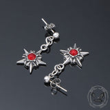 Punk Octagonal Star Ruby Stainless Steel Earrings