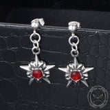Punk Octagonal Star Ruby Stainless Steel Earrings