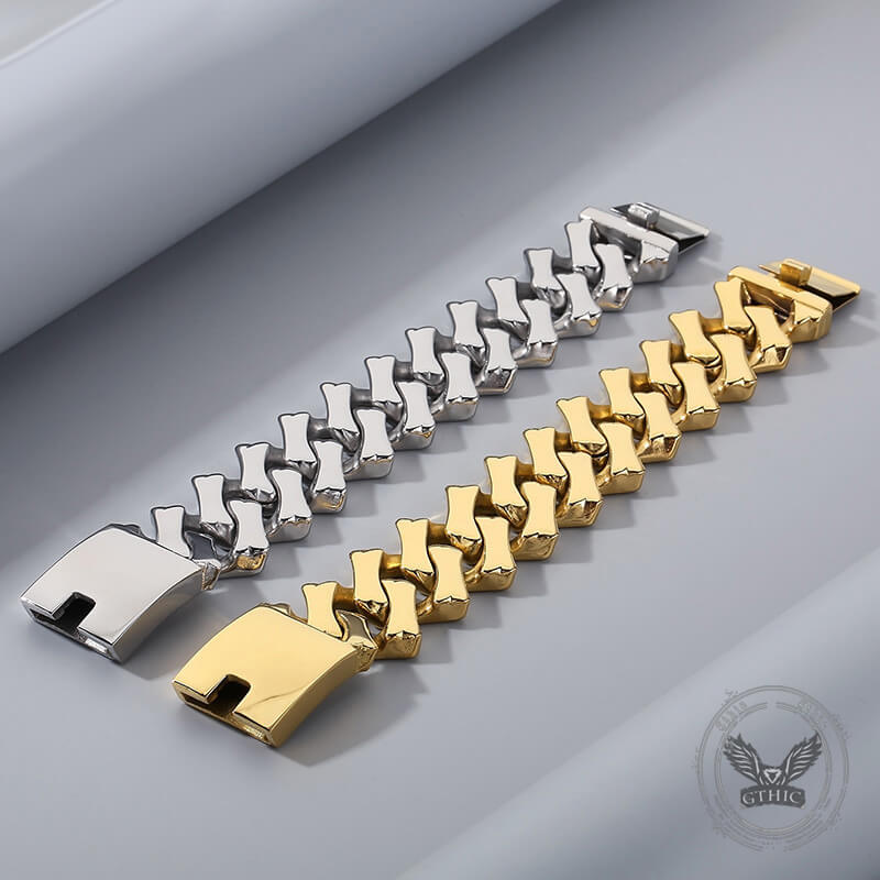 Pulsera de acero inoxidable con cadena cubana y rombos punk